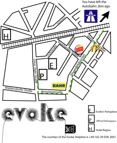 Detailed map of the surroundings of the Evoke location (pdf)